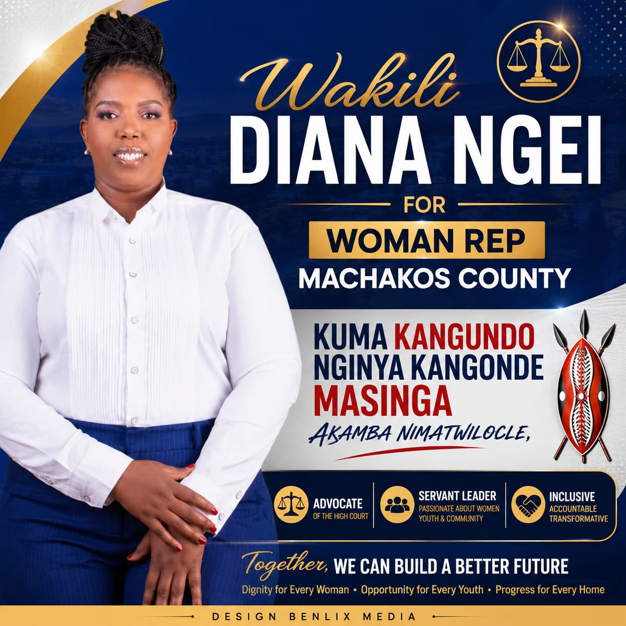 Political Poster Diana Ngei Blue Kamba Text
