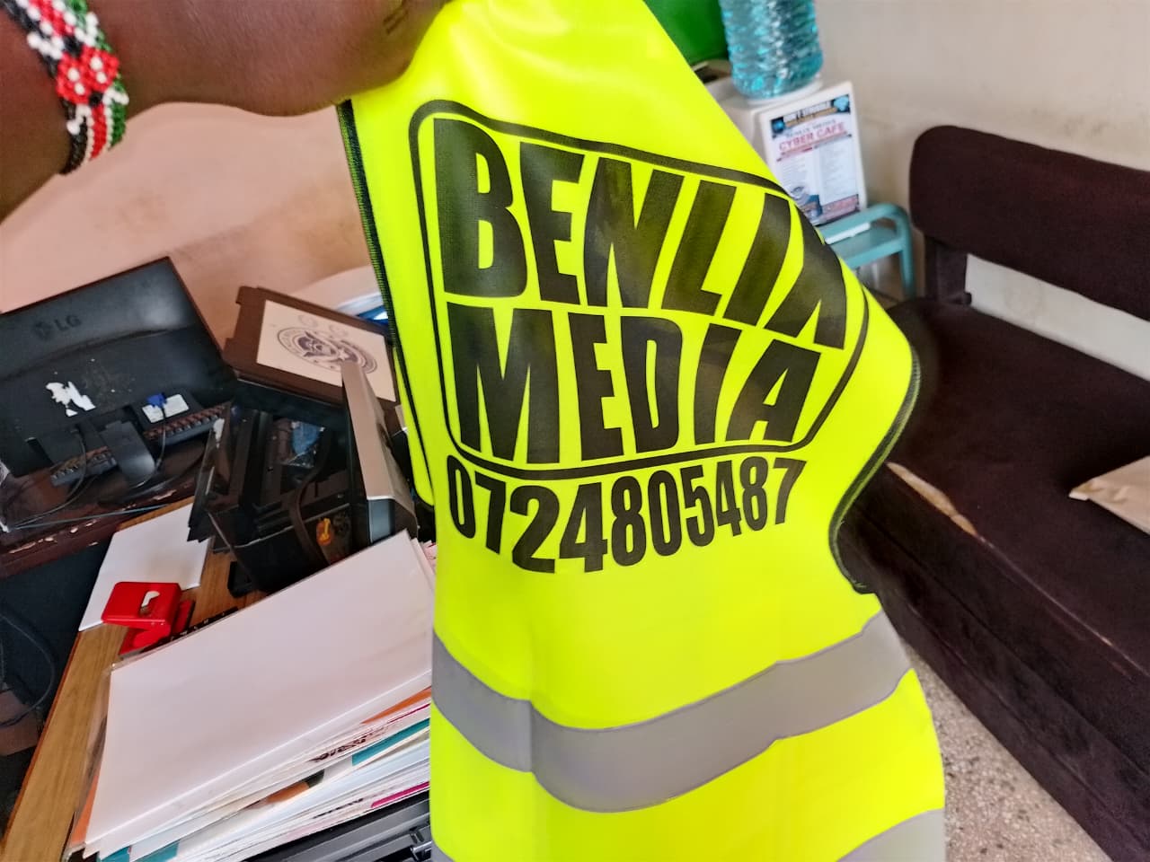 Product Photo Branded Vest Closeup Indoor Office