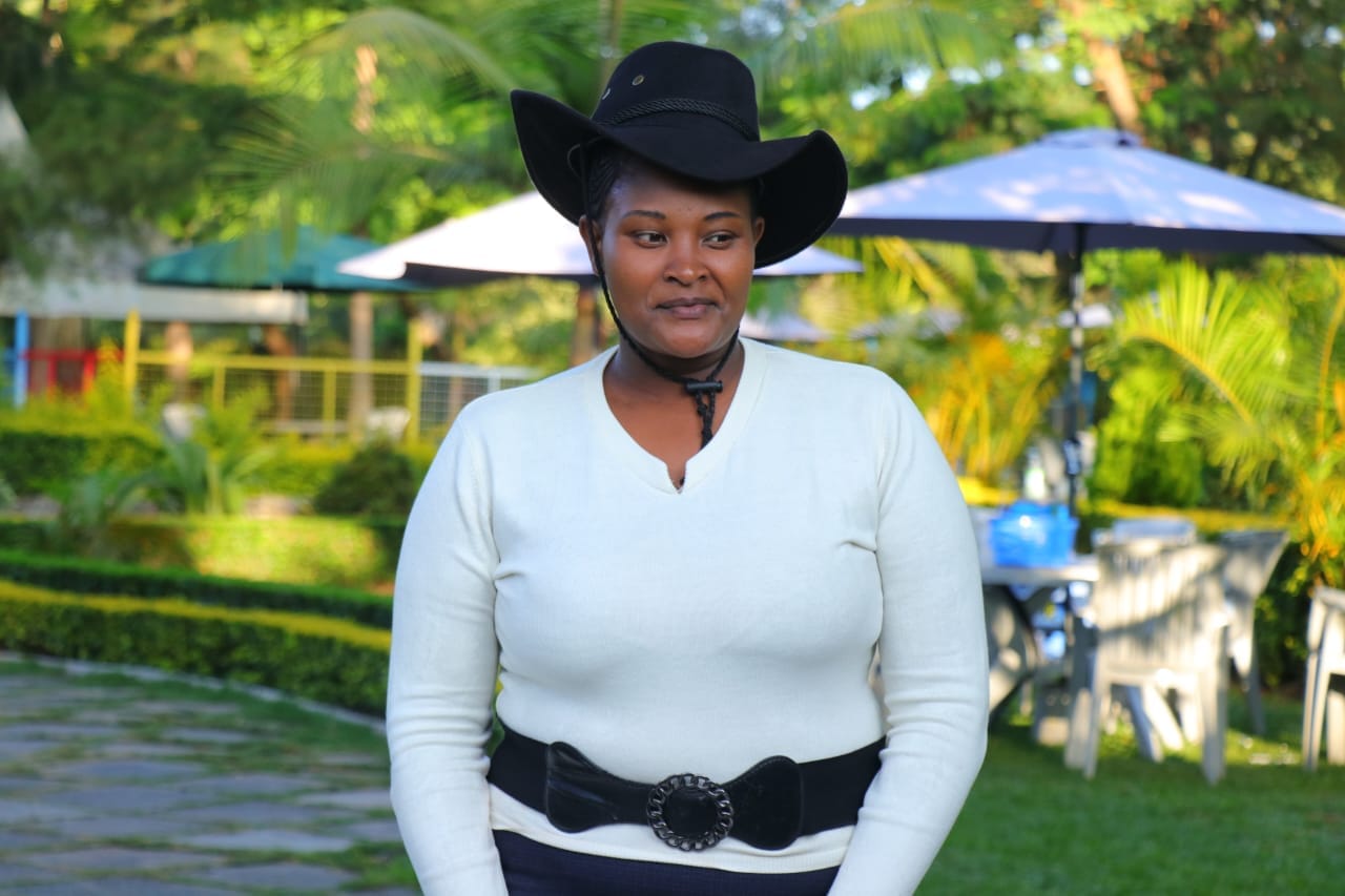 Portrait Woman Cowboy Hat Outdoor Garden
