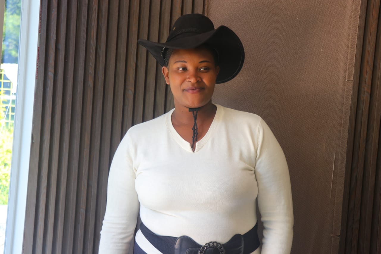 Portrait Woman Cowboy Hat Indoor Front