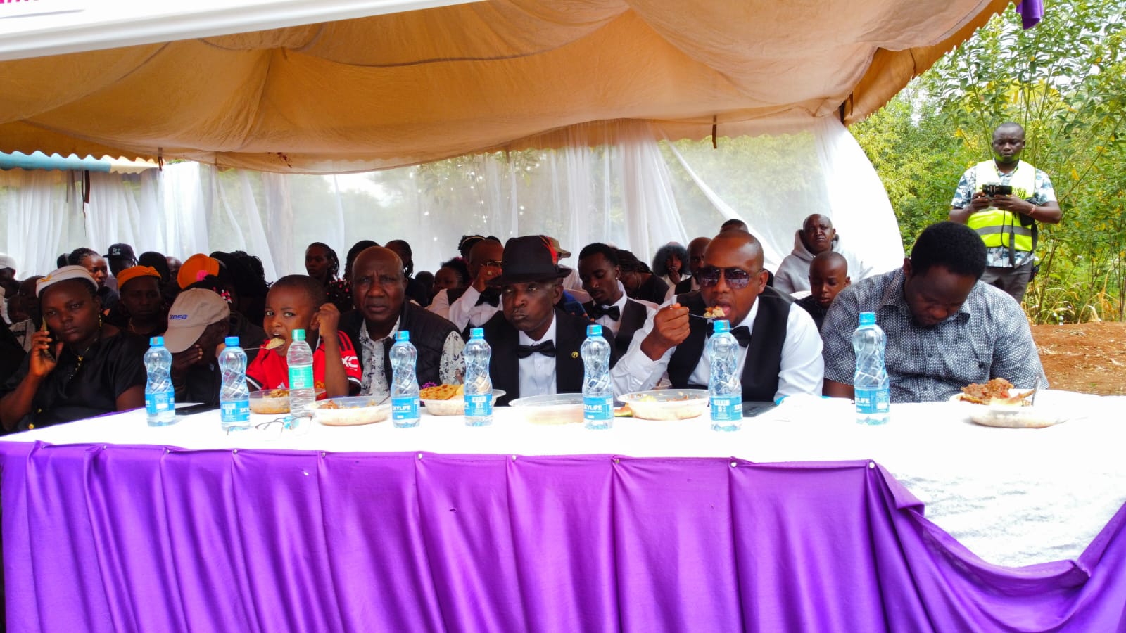 Event Photo Guests Eating Table Funeral Tent