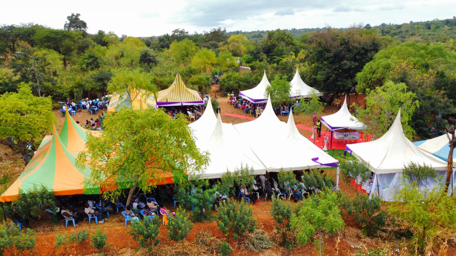 Drone Aerial Event Tents Wide Angle Casket Visible