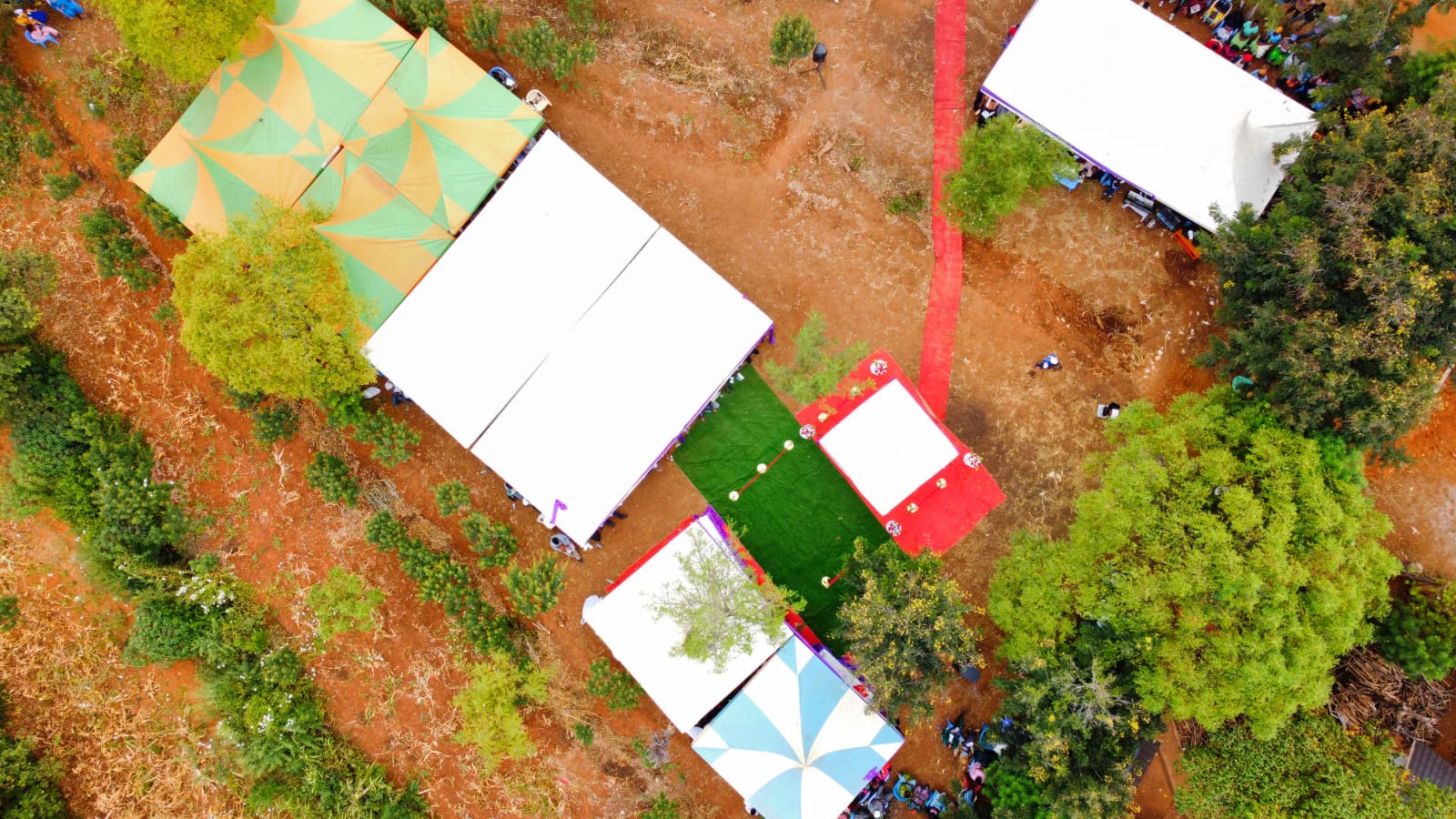 Drone Aerial Event Tents Casket Closer