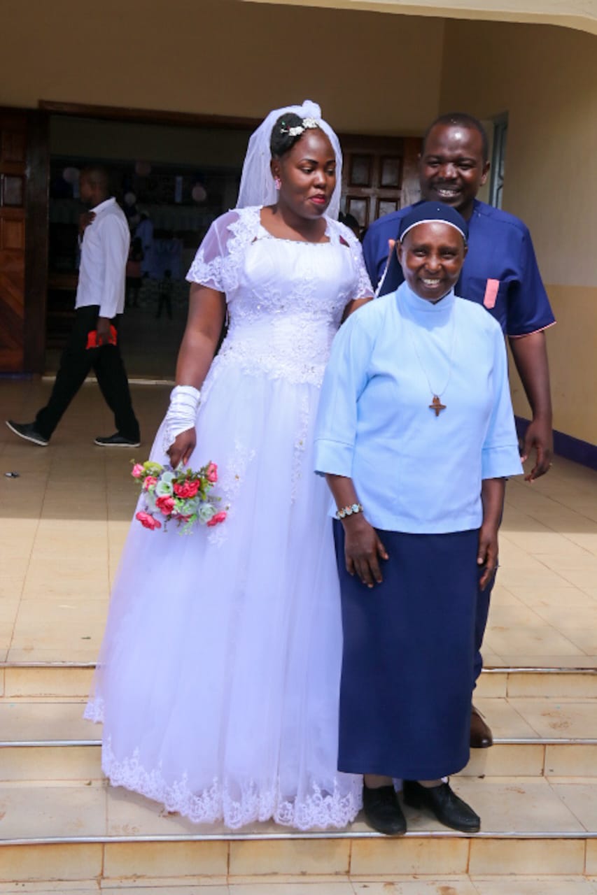 Wedding Photo Bride With Nun Church Entrance