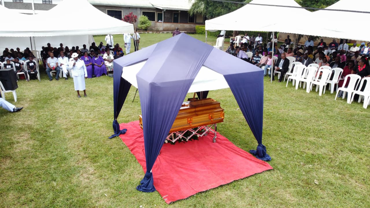 Funeral Photo Casket Under Canopy View2