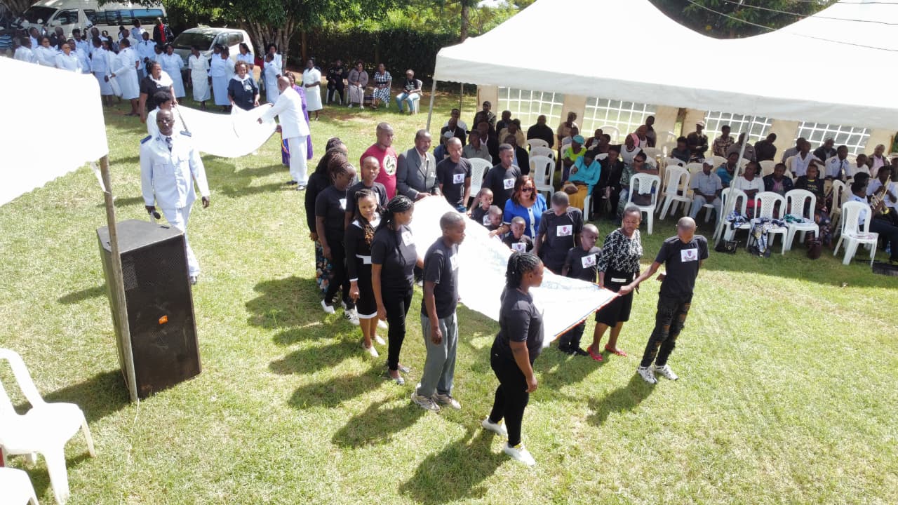 Funeral Photo Procession White Cloth Banner